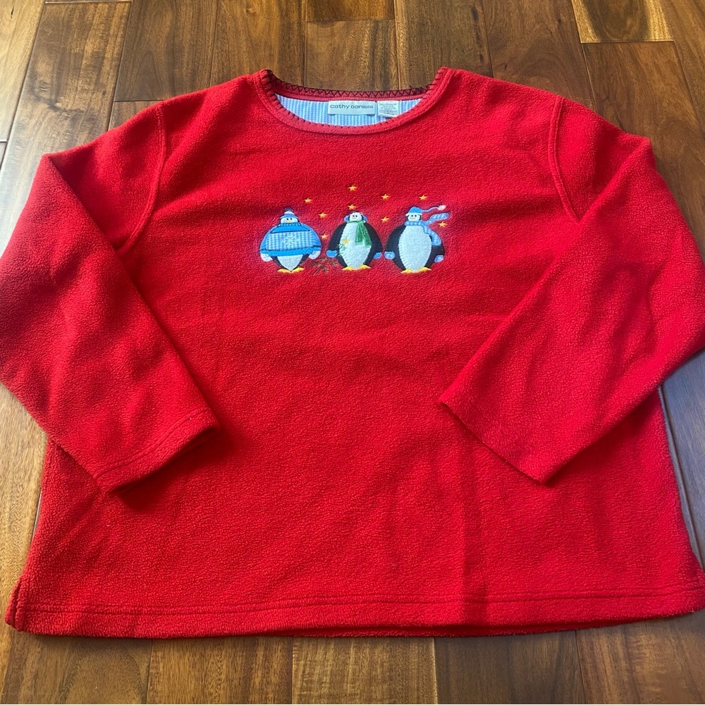 Cathy Daniels Snowman Sweatshirt Womens Red Christmas Winter Size Large